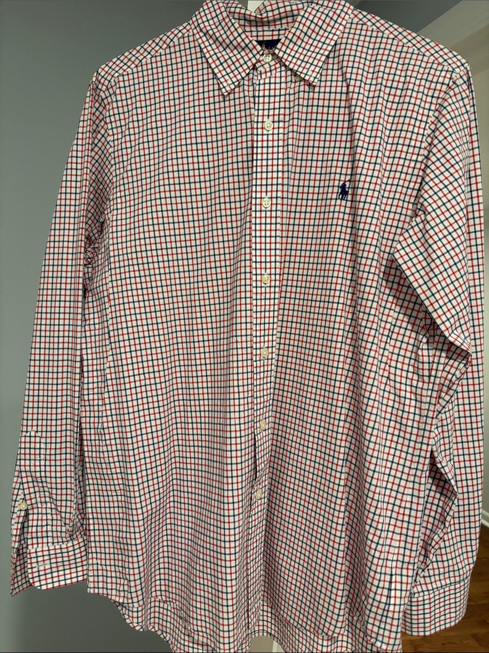 Polo by Ralph Lauren White Shirt with Red & Blue Windowpane
